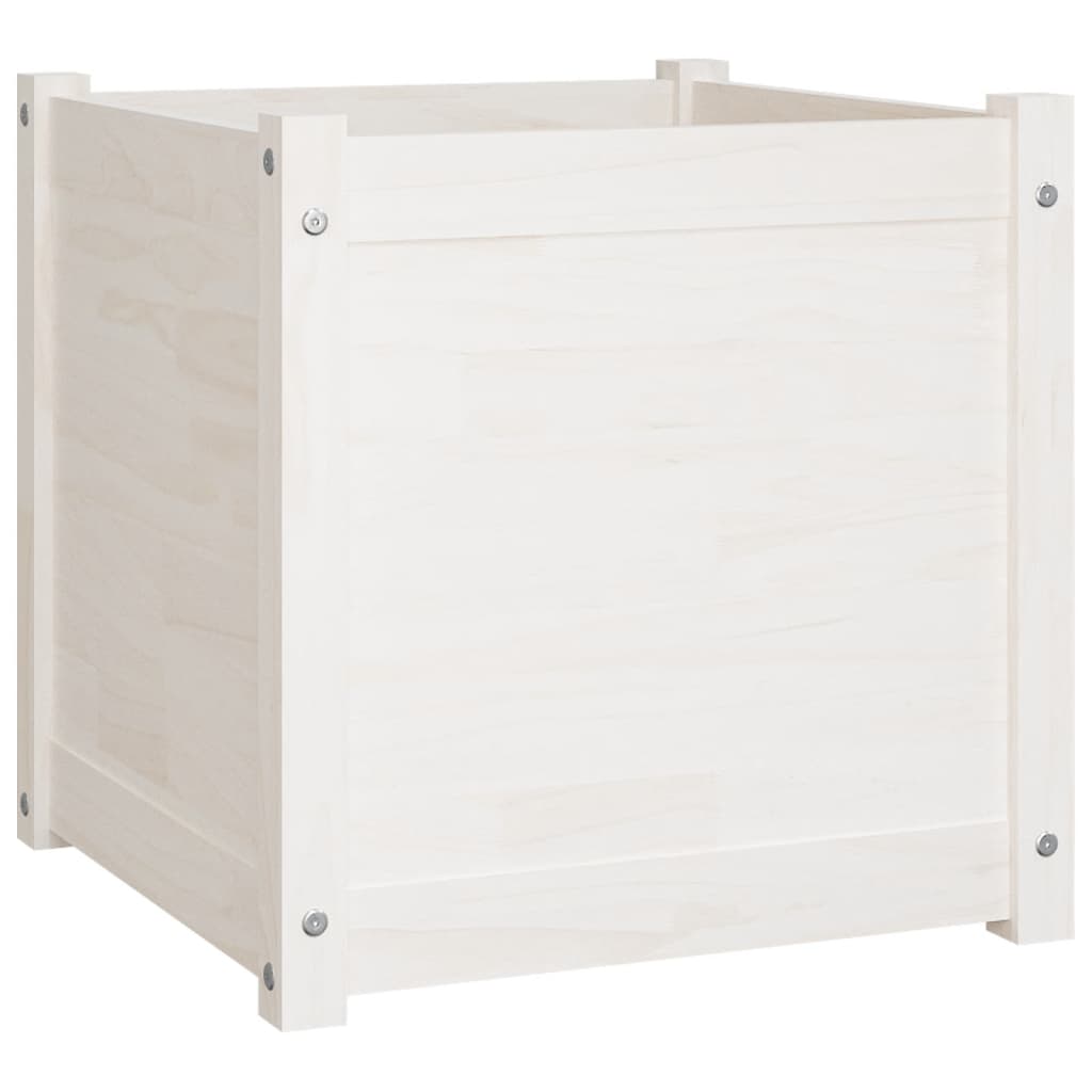 Garden Planters 2 pcs White 19.7"x19.7"x19.7" Solid Wood Pine