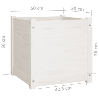 Garden Planters 2 pcs White 19.7"x19.7"x19.7" Solid Wood Pine