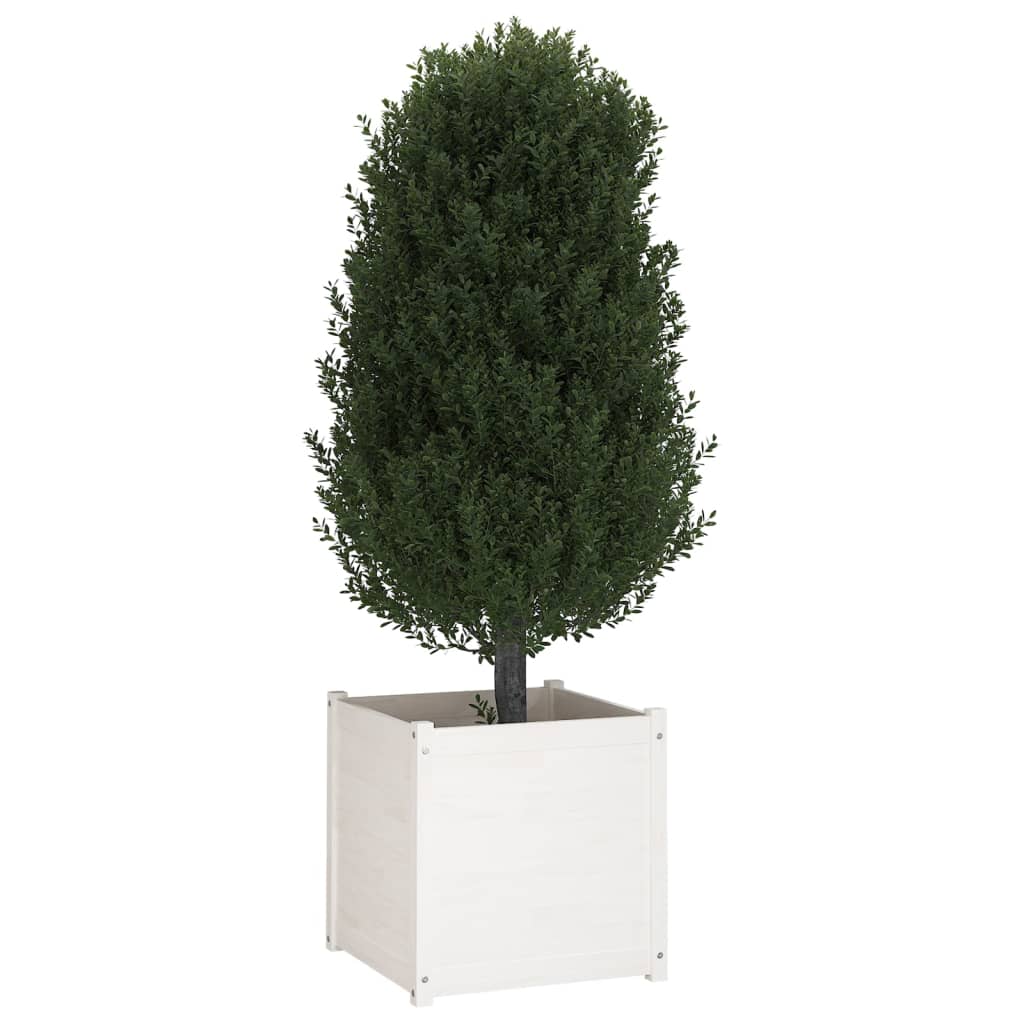 Garden Planters 2 pcs White 23.6"x23.6"x23.6" Solid Wood Pine