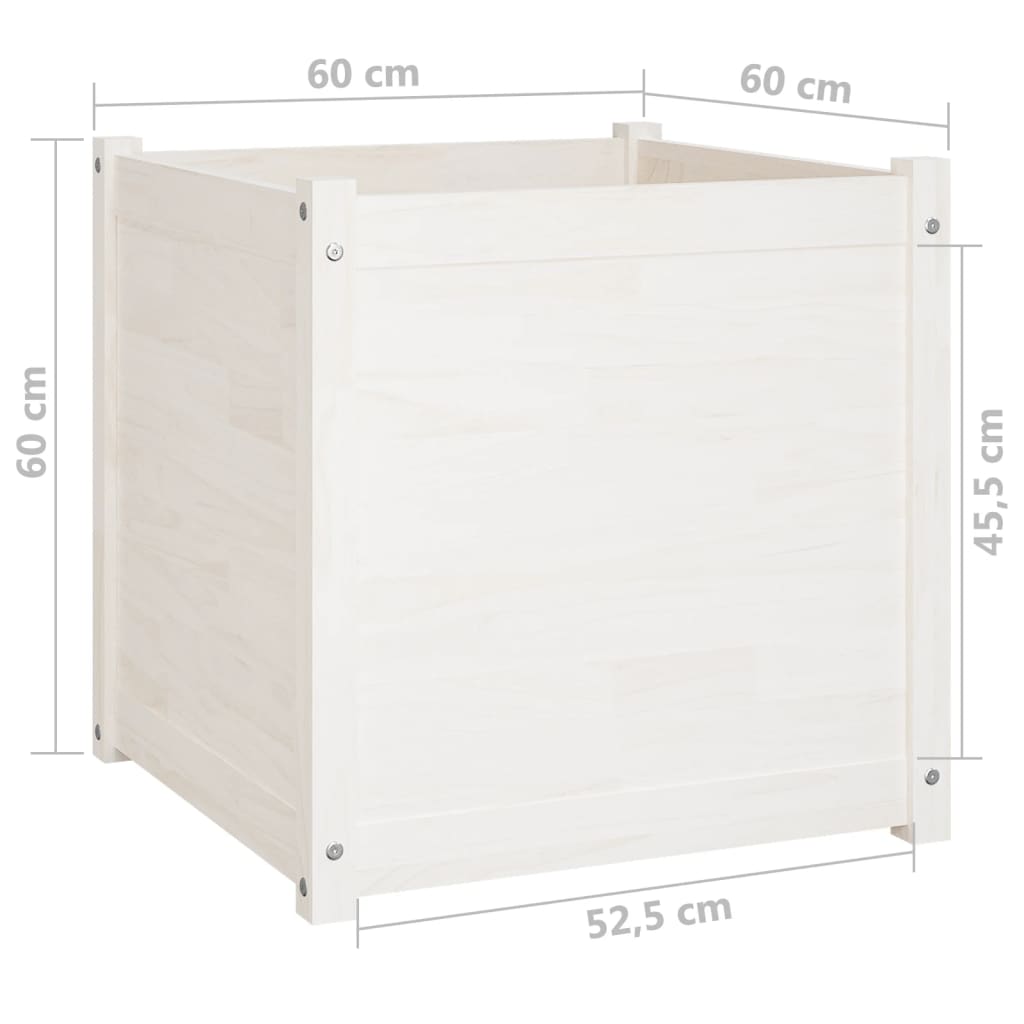 Garden Planters 2 pcs White 23.6"x23.6"x23.6" Solid Wood Pine