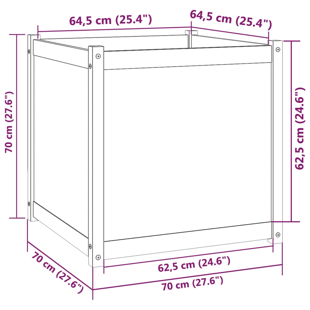 Garden Planter White 27.6"x27.6"x27.6" Solid Wood Pine