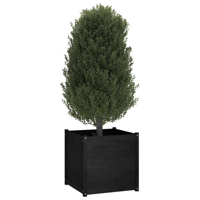 Garden Planter Black 27.6"x27.6"x27.6" Solid Wood Pine