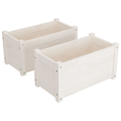 Garden Planters 2 pcs White 23.6"x12.2"x12.2" Solid Wood Pine