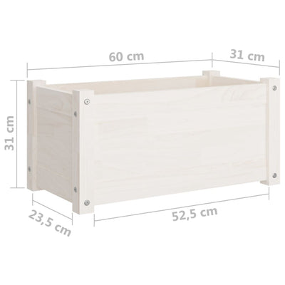 Garden Planters 2 pcs White 23.6"x12.2"x12.2" Solid Wood Pine