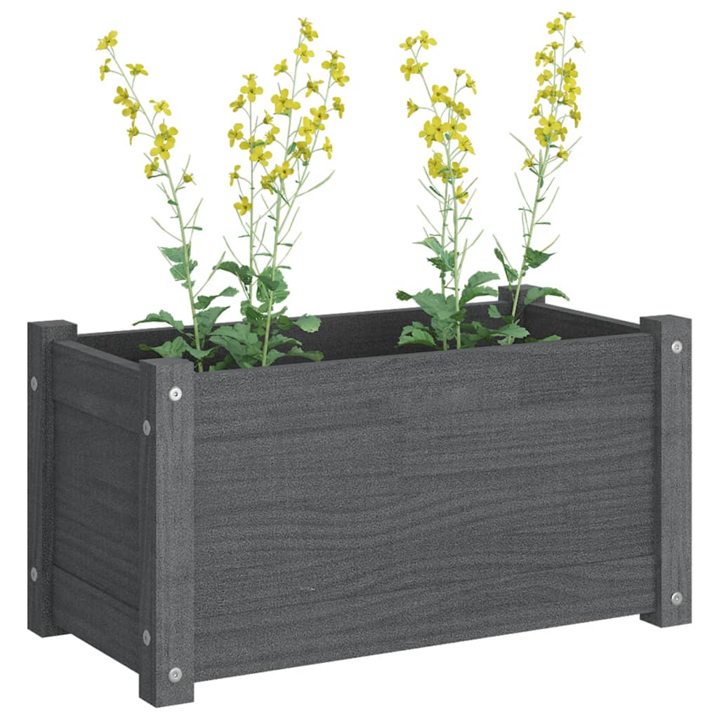 Garden Planter Gray 23.6"x12.2"x12.2" Solid Wood Pine