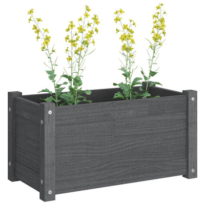 Garden Planter Gray 23.6"x12.2"x12.2" Solid Wood Pine