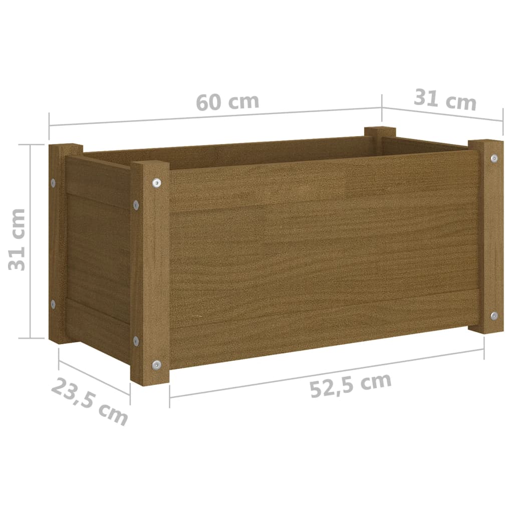 Garden Planter Honey Brown 23.6"x12.2"x12.2" Solid Wood Pine