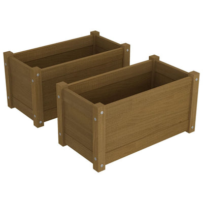 Garden Planters 2 pcs Honey Brown 23.6"x12.2"x12.2" Solid Wood Pine