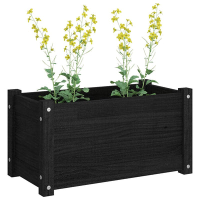 Garden Planter Black 23.6"x12.2"x12.2" Solid Wood Pine