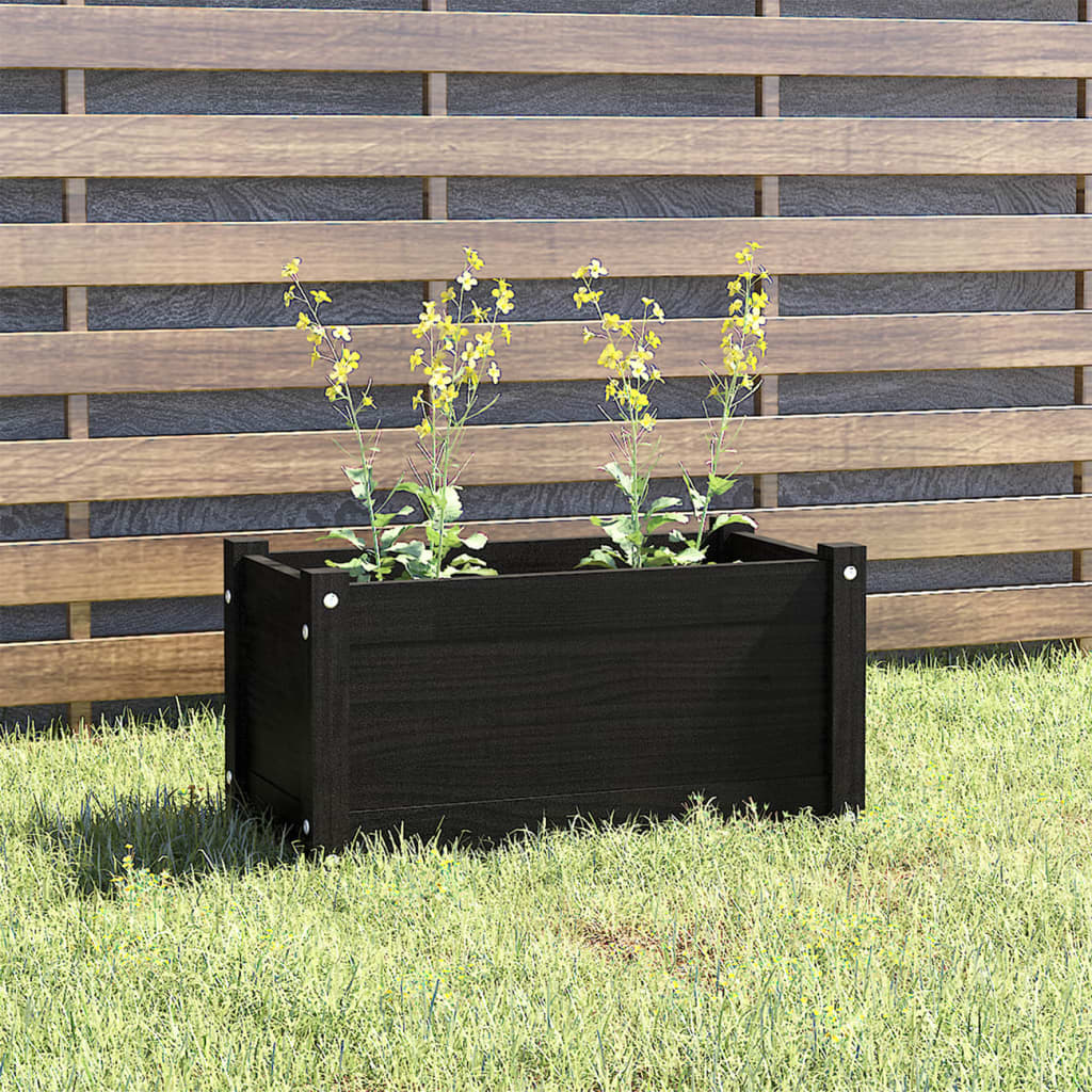 Garden Planter Black 23.6"x12.2"x12.2" Solid Wood Pine