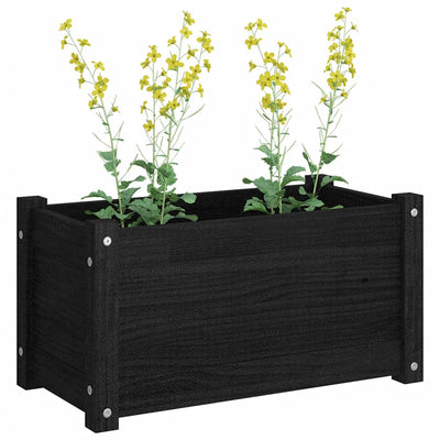 Garden Planters 2 pcs Black 23.6"x12.2"x12.2" Solid Wood Pine