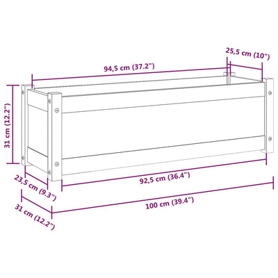 Garden Planters 2 pcs 39.4"x12.2"x12.2" Solid Wood Pine