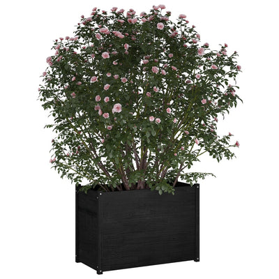 Garden Planter Black 39.4"x19.7"x27.6" Solid Wood Pine