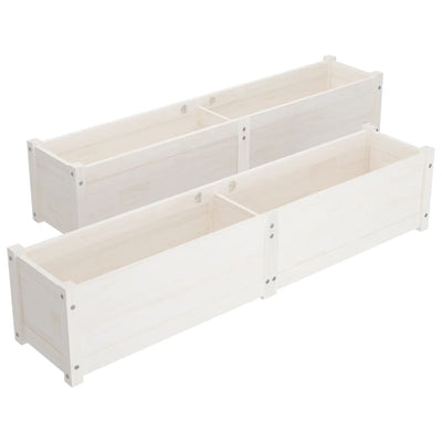 Garden Raised Beds 2 pcs White 59.1"x12.2"x12.2" Solid Wood Pine