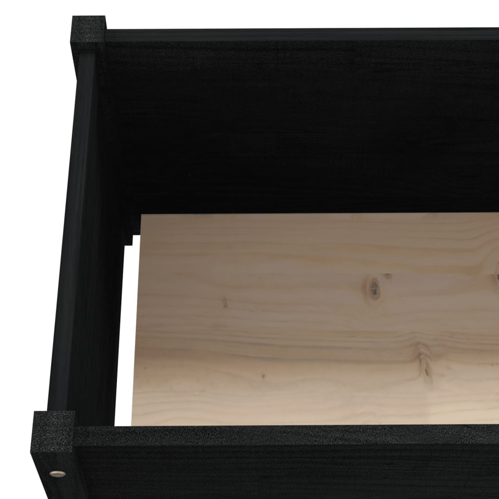 Garden Planter Black 59.1"x19.7"x27.6" Solid Wood Pine