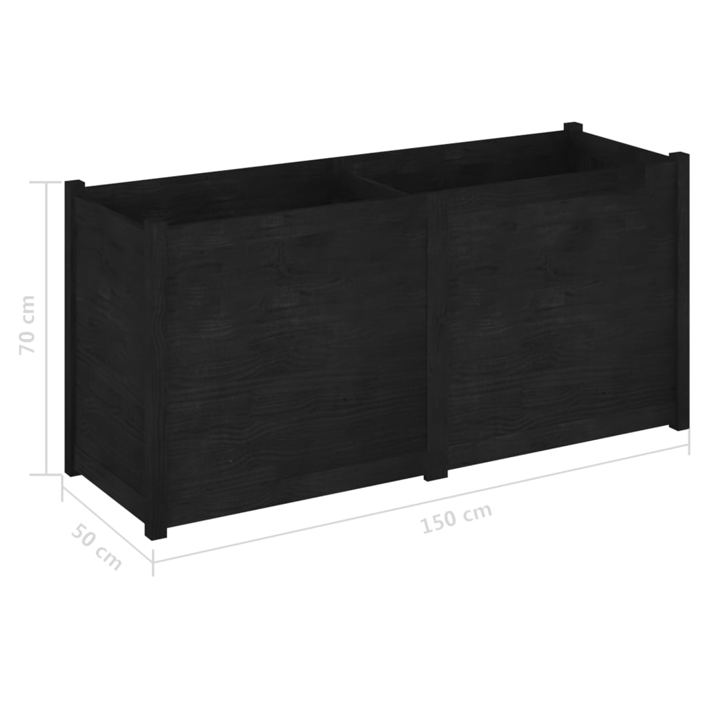 Garden Planter Black 59.1"x19.7"x27.6" Solid Wood Pine