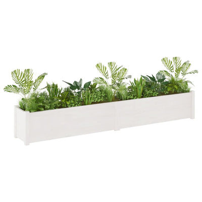 Garden Planter White 78.7"x12.2"x12.2" Solid Wood Pine