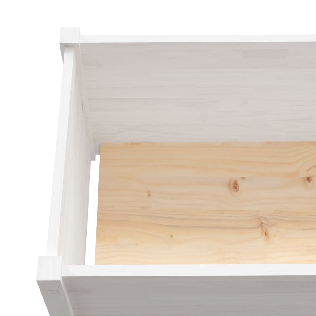 Garden Planter White 78.7"x12.2"x12.2" Solid Wood Pine