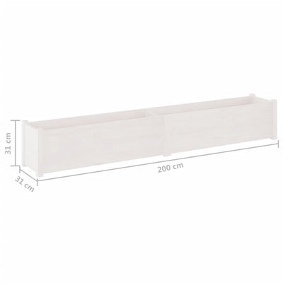 Garden Planter White 78.7"x12.2"x12.2" Solid Wood Pine