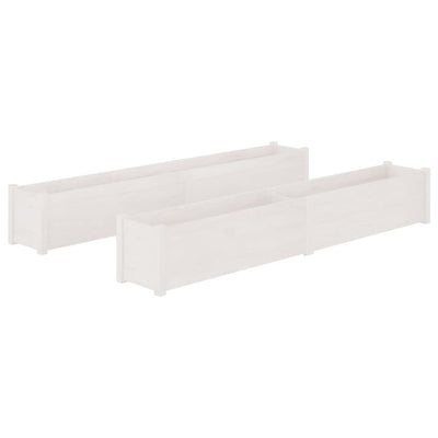 Garden Planters 2 pcs White 78.7"x12.2"x12.2" Solid Wood Pine