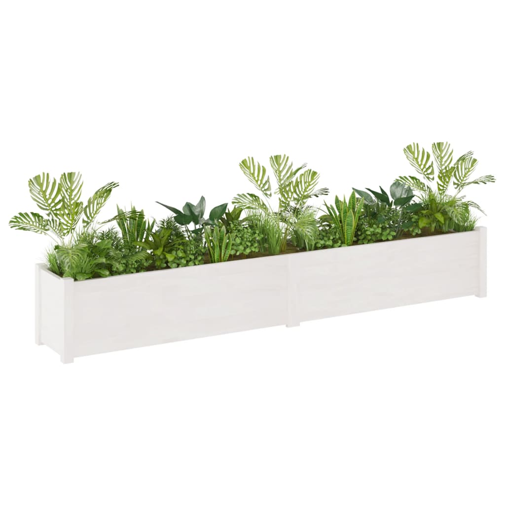 Garden Planters 2 pcs White 78.7"x12.2"x12.2" Solid Wood Pine