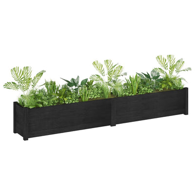 Garden Planters 2 pcs Black 78.7"x12.2"x12.2" Solid Wood Pine