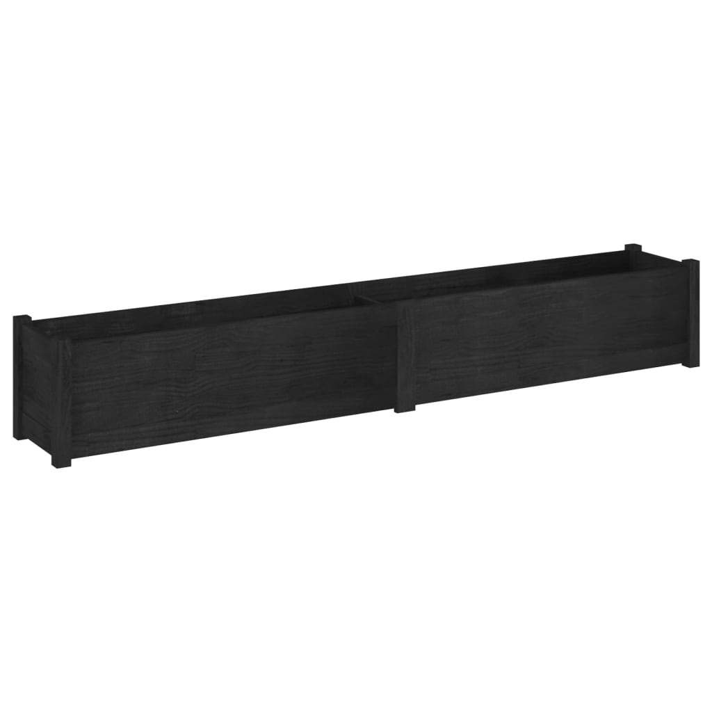 Garden Planters 2 pcs Black 78.7"x12.2"x12.2" Solid Wood Pine