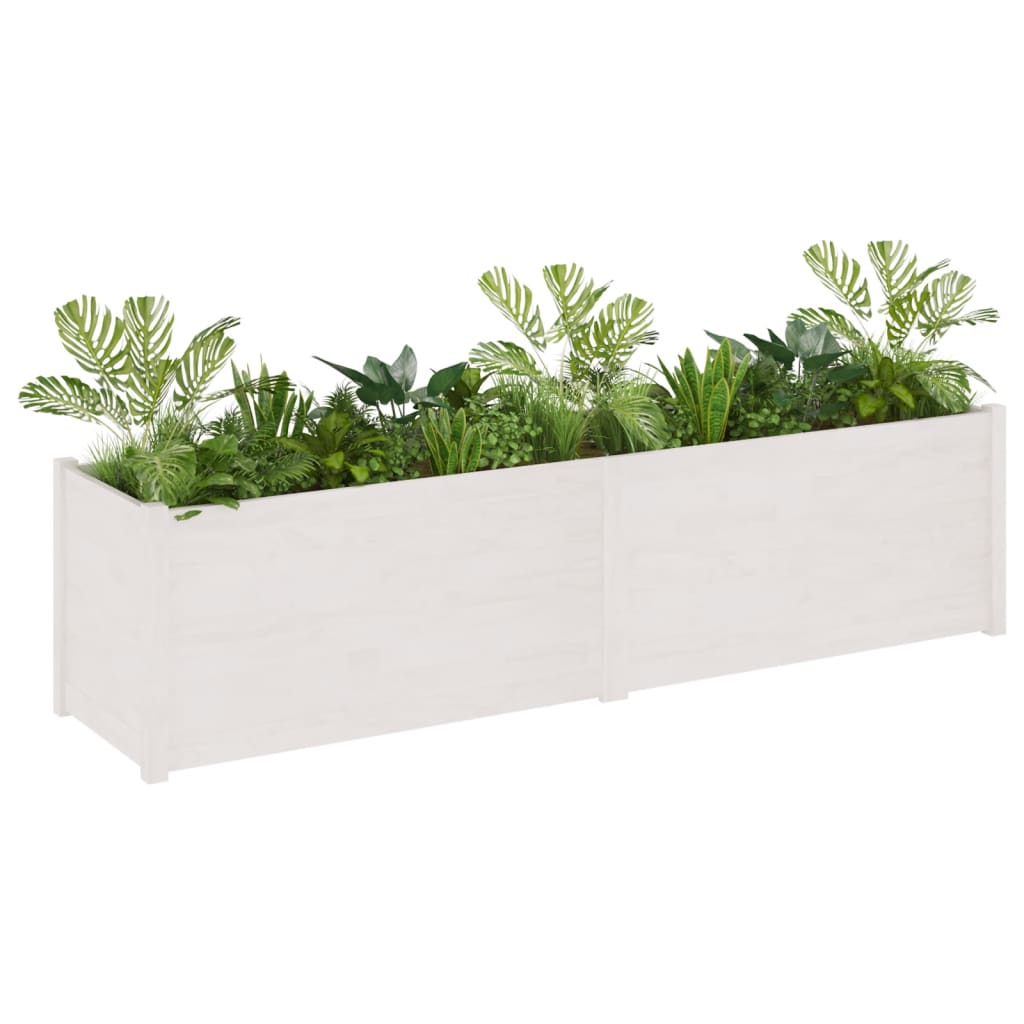 Garden Planter White 78.7"x19.7"x19.7" Solid Wood Pine