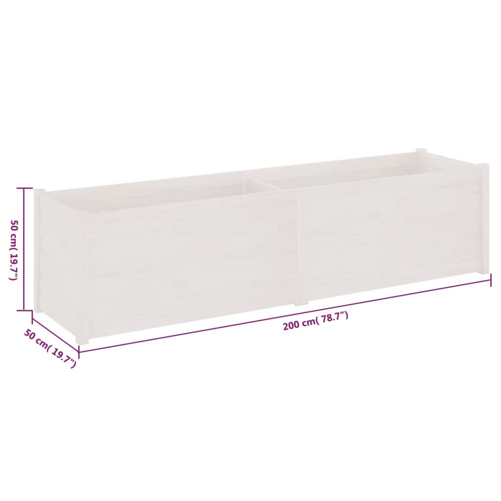 Garden Planter White 78.7"x19.7"x19.7" Solid Wood Pine