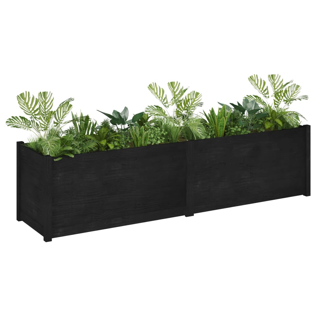 Garden Planter Black 78.7"x19.7"x19.7" Solid Wood Pine