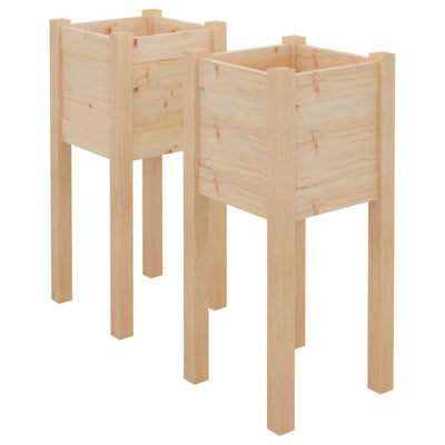 Garden Planters 2 pcs 12.2"x12.2"x27.6" Solid Wood Pine