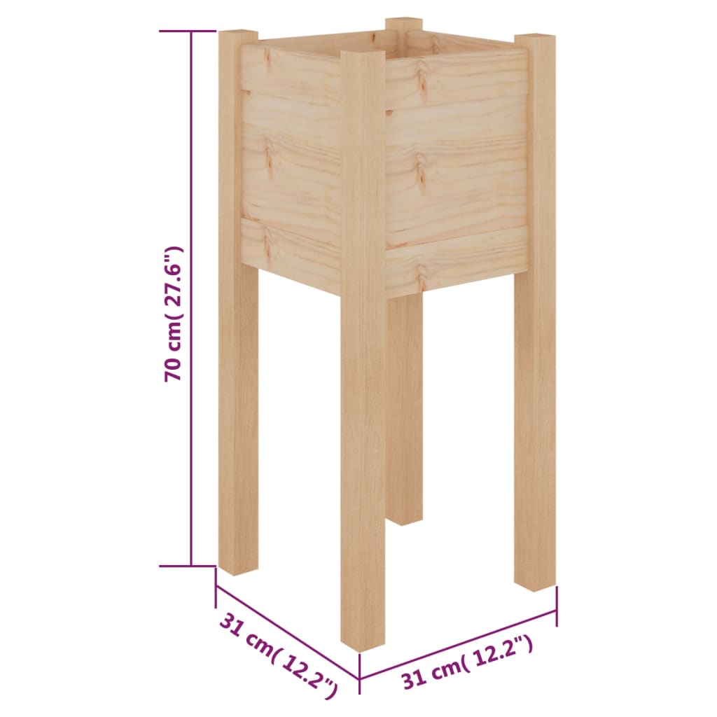 Garden Planters 2 pcs 12.2"x12.2"x27.6" Solid Wood Pine