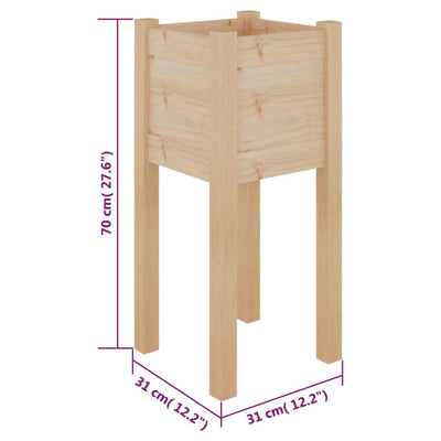 Garden Planters 2 pcs 12.2"x12.2"x27.6" Solid Wood Pine