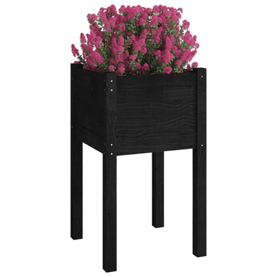 Garden Planter Black 15.7"x15.7"x27.6" Solid Wood Pine