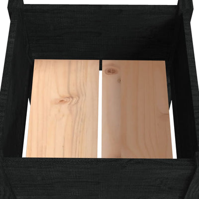 Garden Planter Black 15.7"x15.7"x27.6" Solid Wood Pine