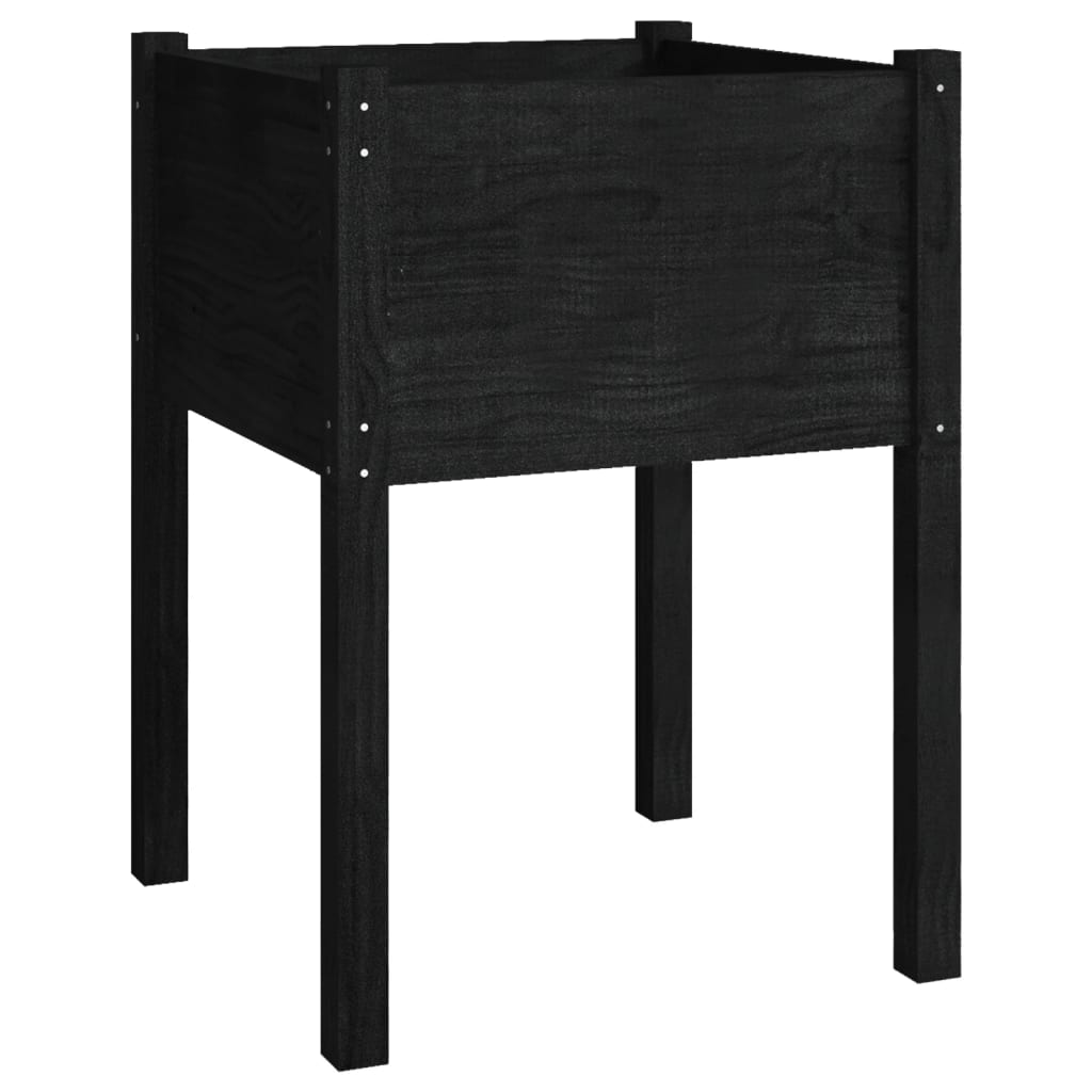 Garden Planter Black 19.7"x19.7"x27.6" Solid Wood Pine