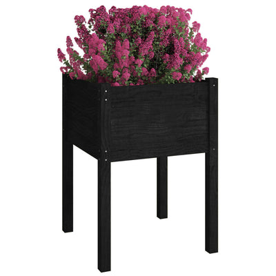 Garden Planter Black 19.7"x19.7"x27.6" Solid Wood Pine