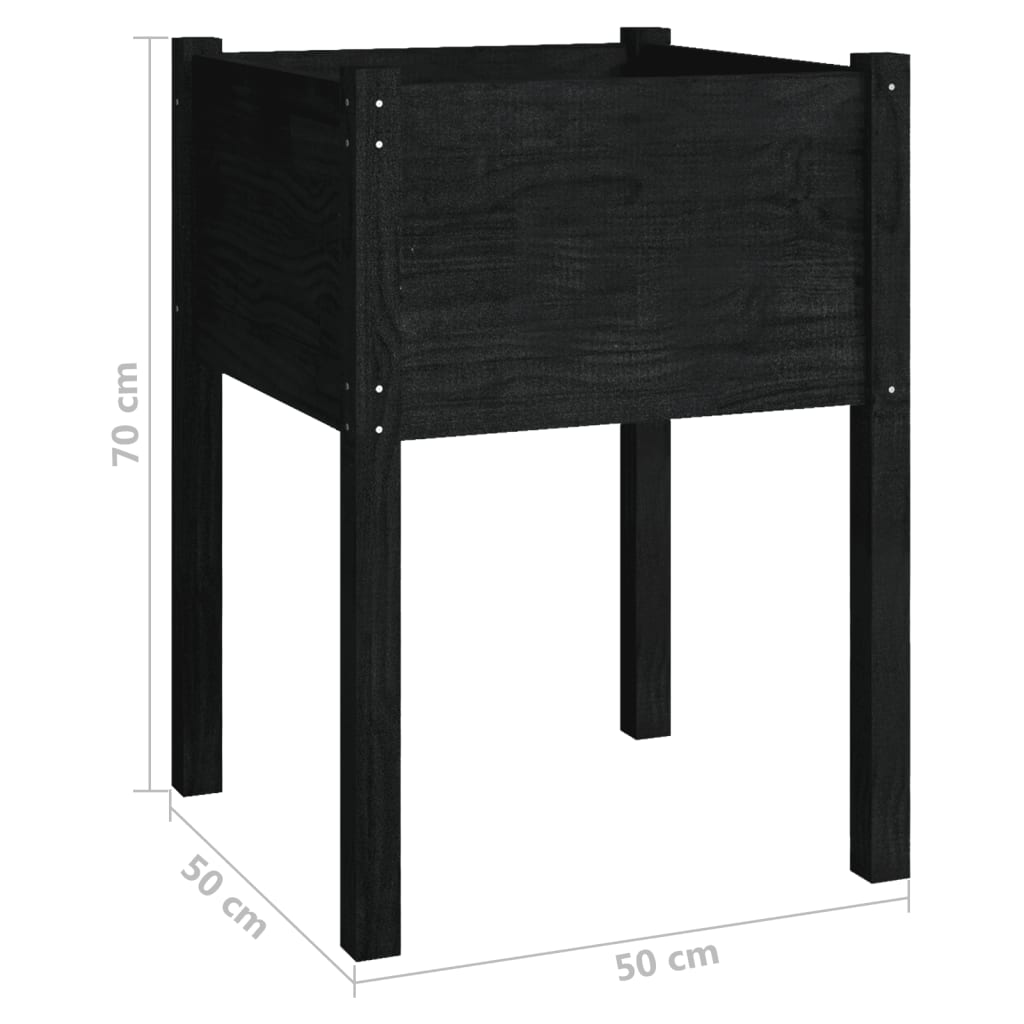 Garden Planter Black 19.7"x19.7"x27.6" Solid Wood Pine