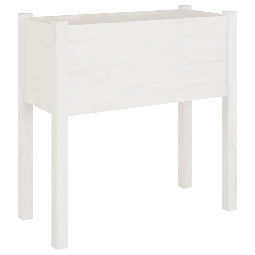 Garden Planter White 27.6"x12.2"x27.6" Solid Wood Pine