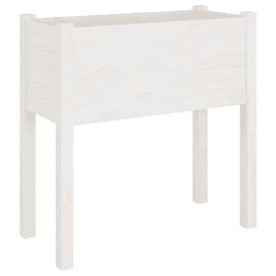 Garden Planter White 27.6"x12.2"x27.6" Solid Wood Pine