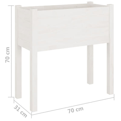 Garden Planter White 27.6"x12.2"x27.6" Solid Wood Pine