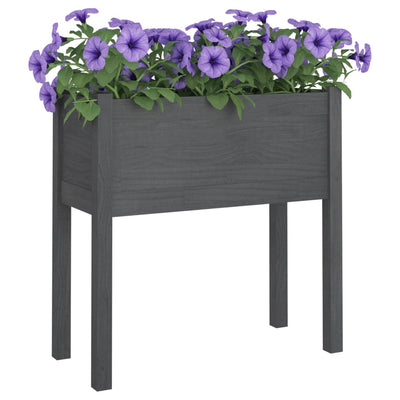 Garden Planter Gray 27.6"x12.2"x27.6" Solid Wood Pine