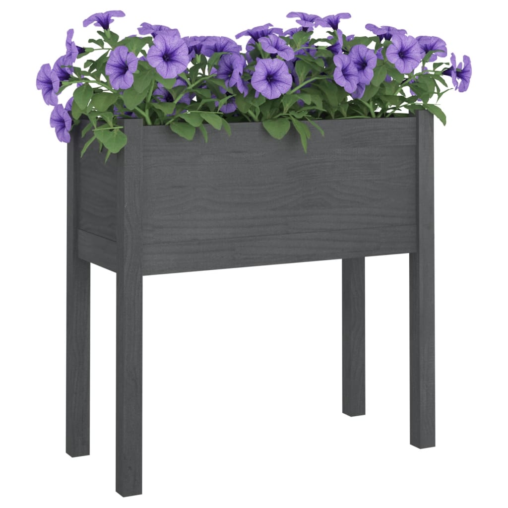 Garden Planters 2 pcs Gray 27.6"x12.2"x27.6" Solid Wood Pine