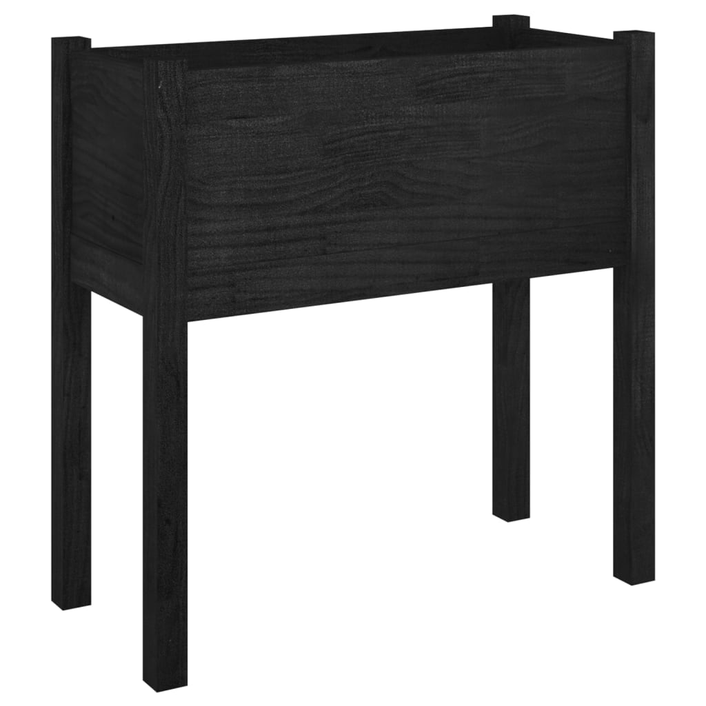 Garden Planter Black 27.6"x12.2"x27.6" Solid Wood Pine