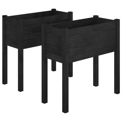 Garden Planters 2 pcs Black 27.6"x12.2"x27.6" Solid Wood Pine