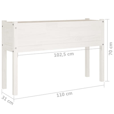 Garden Planter White 43.3"x12.2"x27.6" Solid Wood Pine