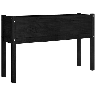 Garden Planter Black 43.3"x12.2"x27.6" Solid Wood Pine