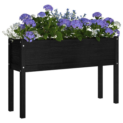 Garden Planter Black 43.3"x12.2"x27.6" Solid Wood Pine