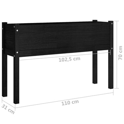 Garden Planter Black 43.3"x12.2"x27.6" Solid Wood Pine