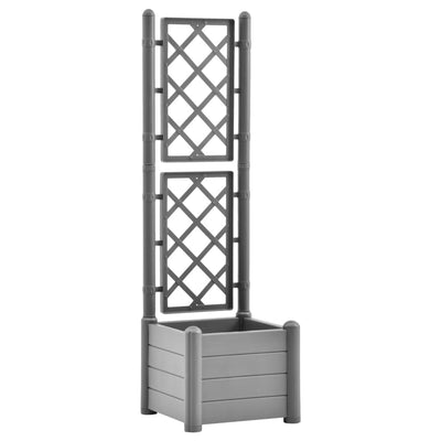 Garden Planter with Trellis 16.9"x16.9"x55.9" PP Stone Gray